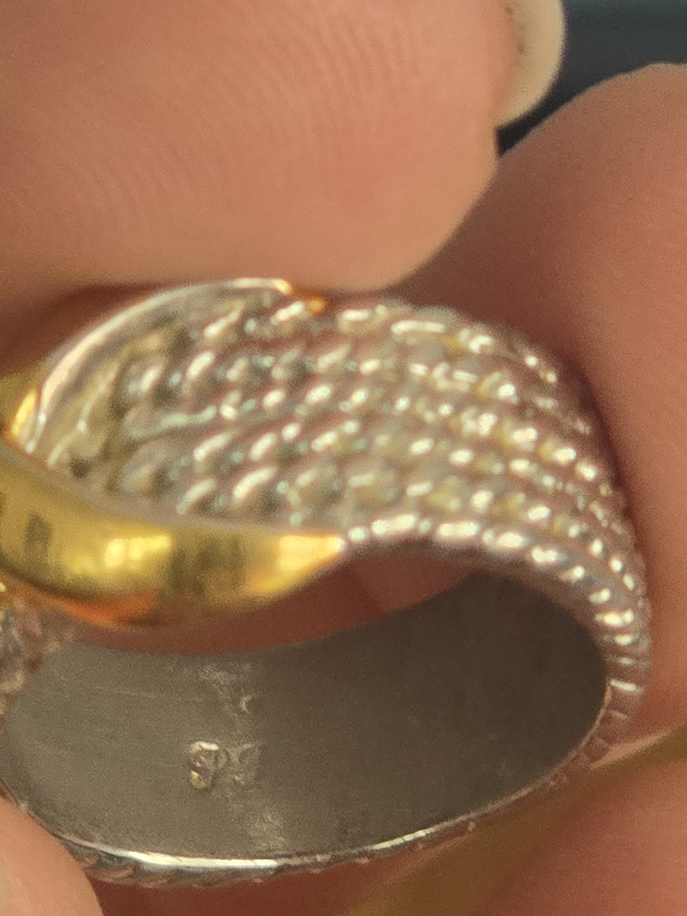 Textured Multi-Row Rope Statement Ring with Gold-Tone X Accent - Picture 9 of 9